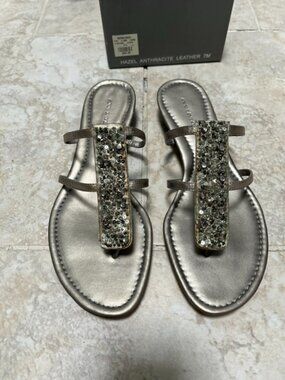Ann Taylor Metallic Leather with Embellishment Flat Size 7